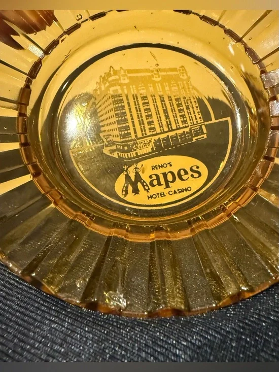 Vintage Glass Ashtrays - Mapes & Silver Slipper Las Vegas & Raised Floral - Picture 3 of 7